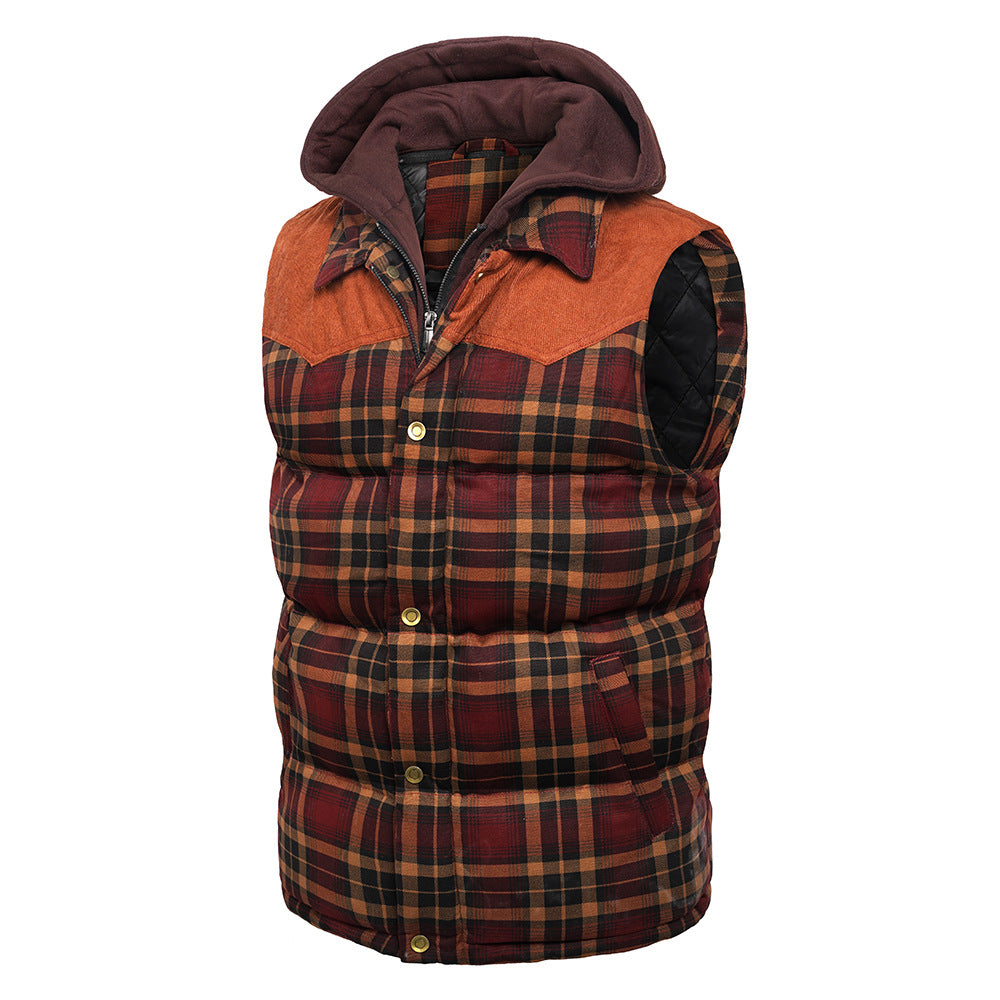 Men's Gilet - Tartan Check - Hooded Insulated Body Warmer