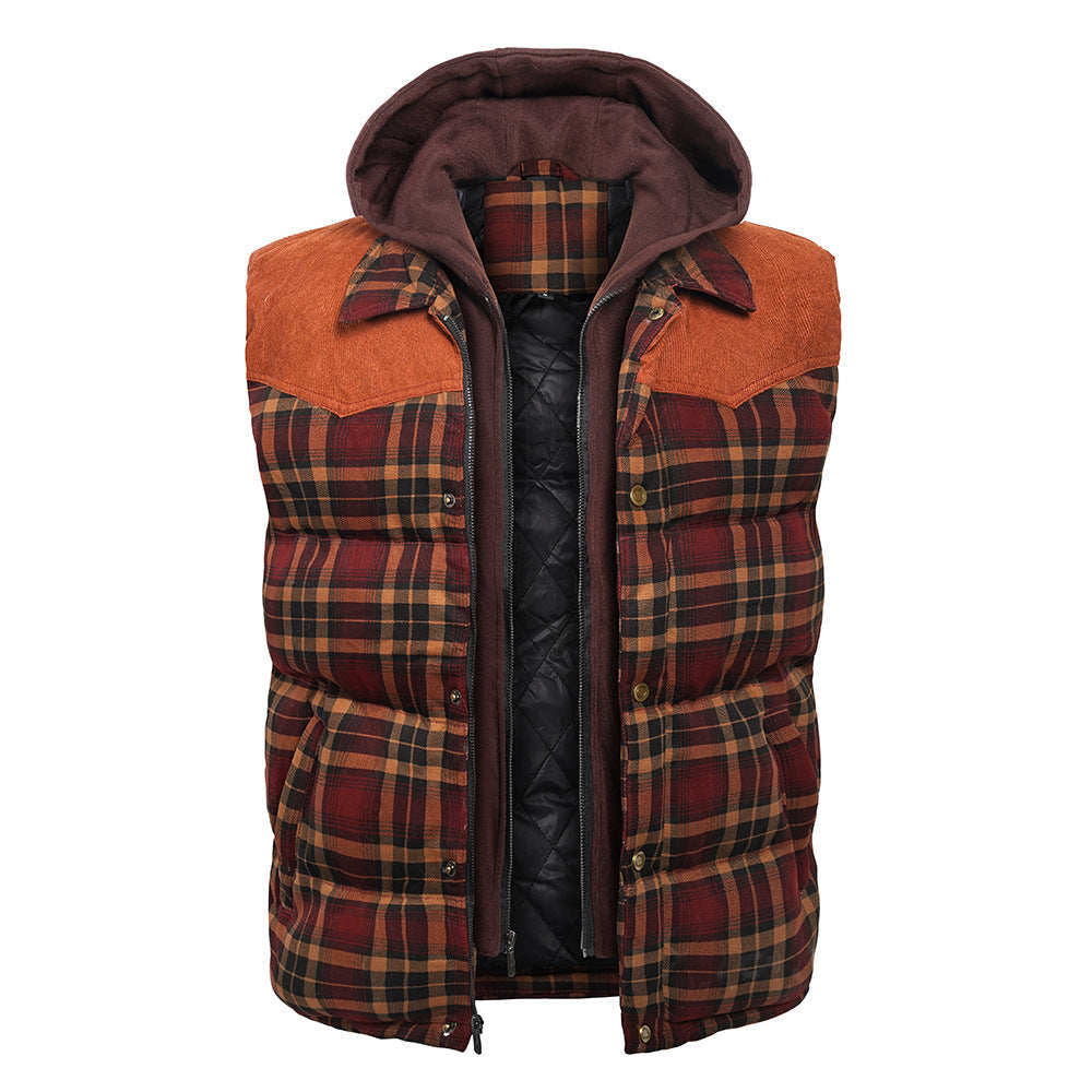 Men's Gilet - Tartan Check - Hooded Insulated Body Warmer
