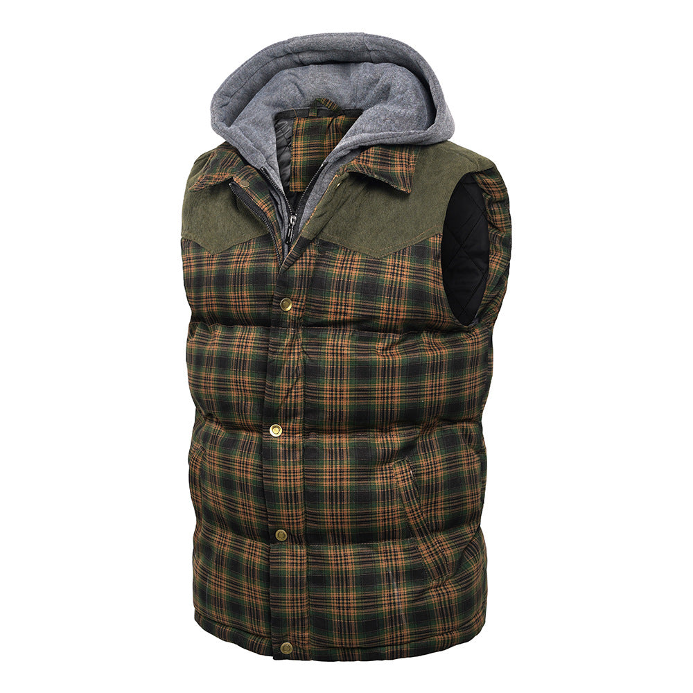 Men's Gilet - Tartan Check - Hooded Insulated Body Warmer