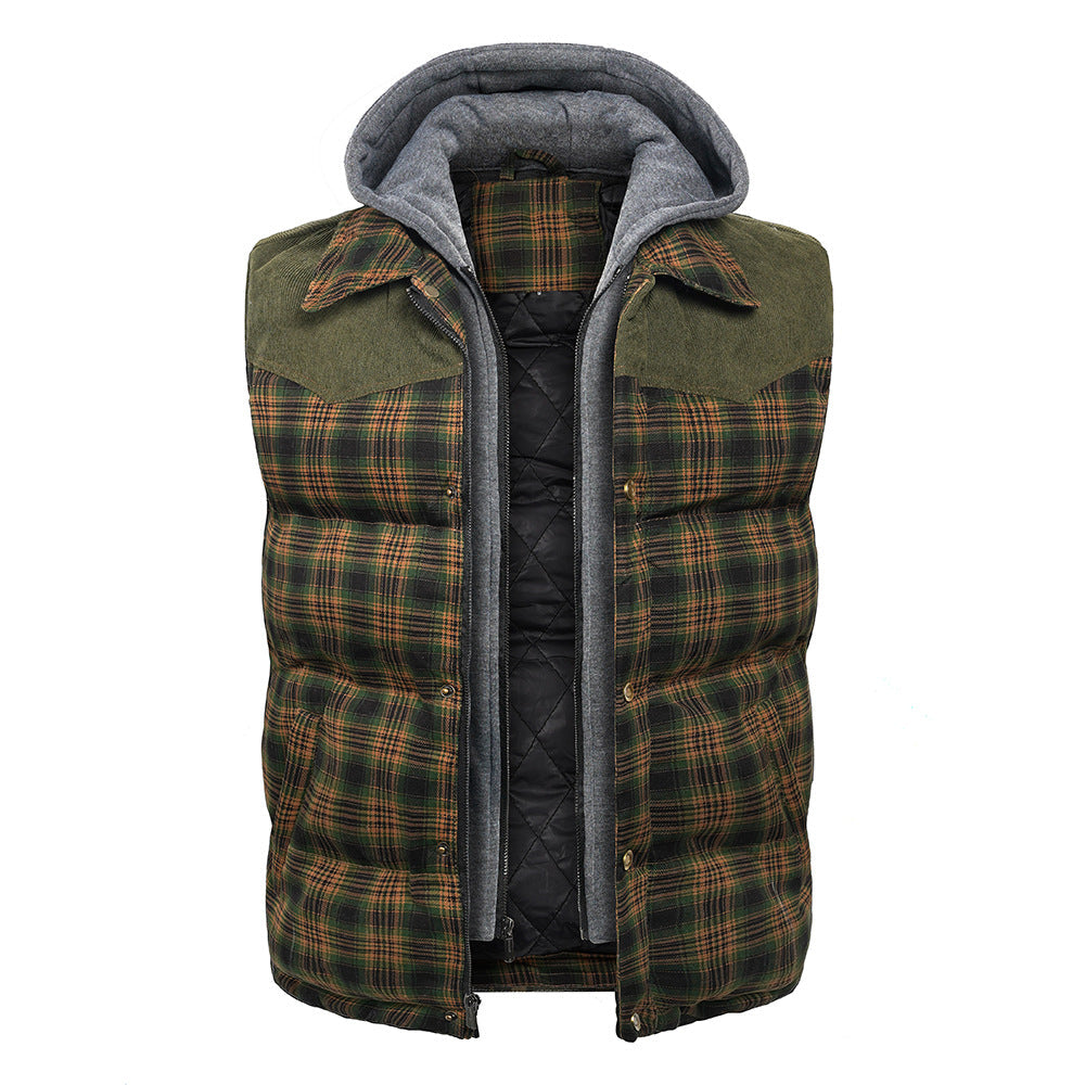 Men's Gilet - Tartan Check - Hooded Insulated Body Warmer