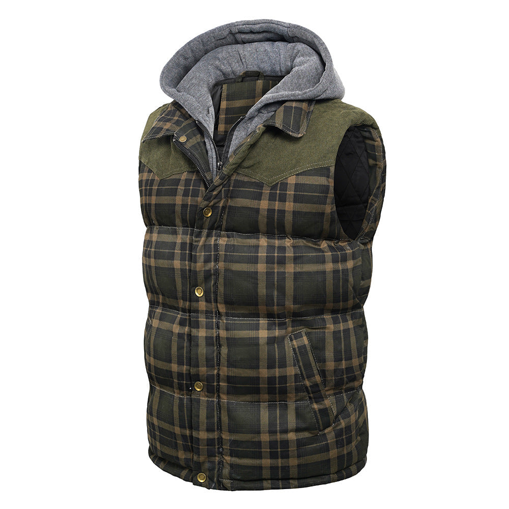Men's Gilet - Tartan Check - Hooded Insulated Body Warmer