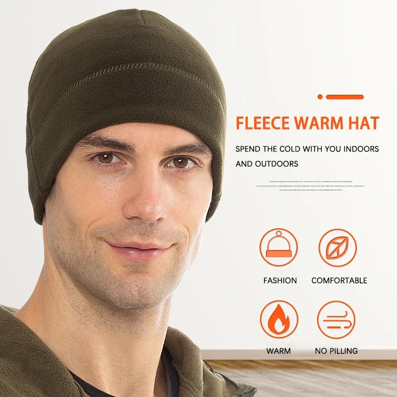 Tactical Fleece Beanie Hat for Men – Lightweight Breathable Skull Cap for Running, Work & Outdoor Use