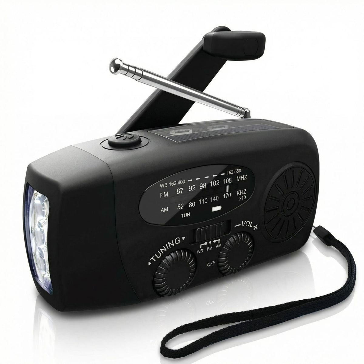 Emergency Hand Crank Radio - Solar and USB Rechargeable Weather Radio with Torch for Camping and Outdoor Use