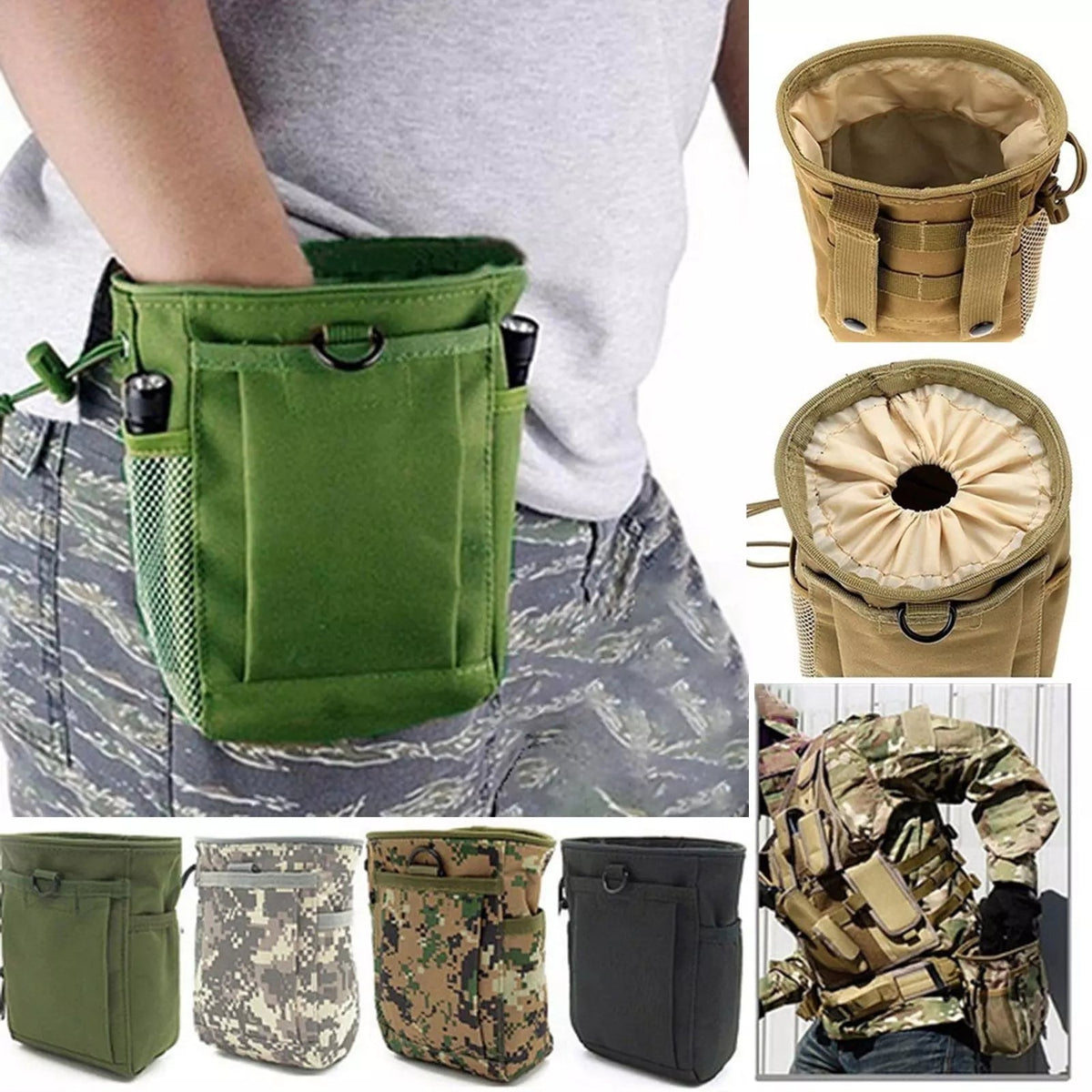 Outdoor MOLLE Tactical Bag – Dump Pouch & Magazine Pouch, EDC Utility Waist Pack for Shooting, Hunting, Airsoft & Survival