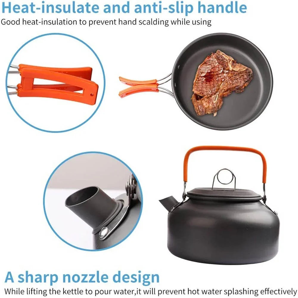 Portable Camping Cookware Set – Lightweight Non-Stick Outdoor Cooking Kit for Hiking & Backpacking