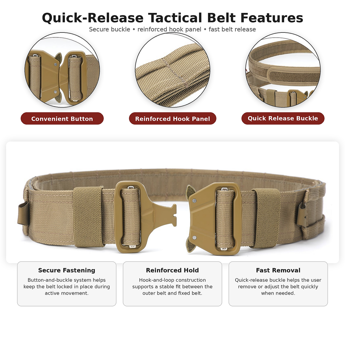 8-in-1 Quick Release Tactical Utility Belt with MOLLE Pouches – Modular Waist Gear System