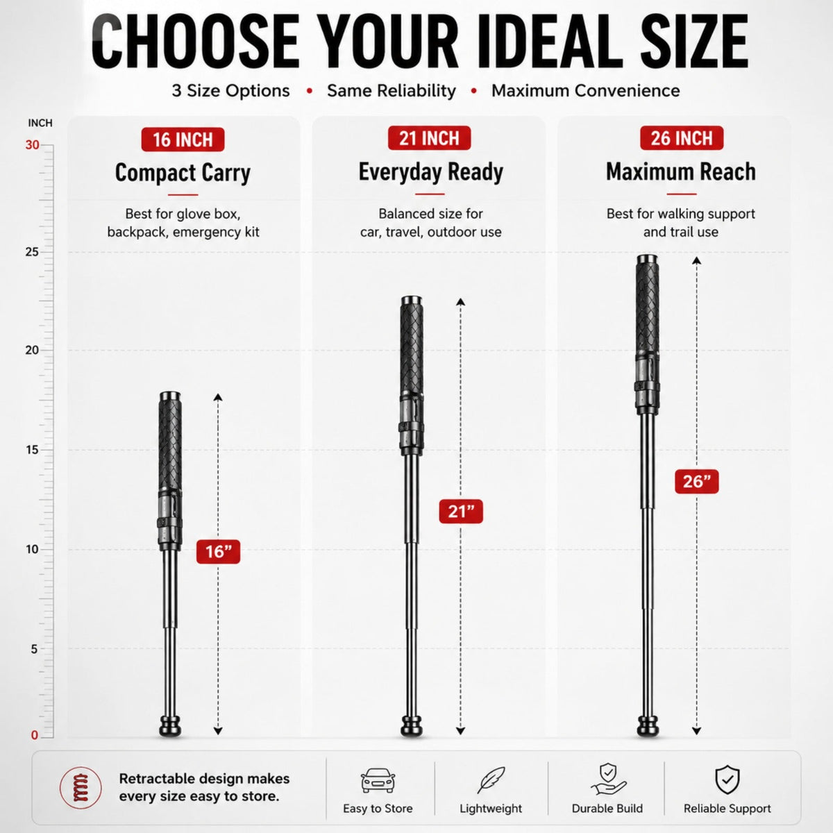 Retractable Safety Walking Stick – Emergency Car Escape Tool with Glass Breaker