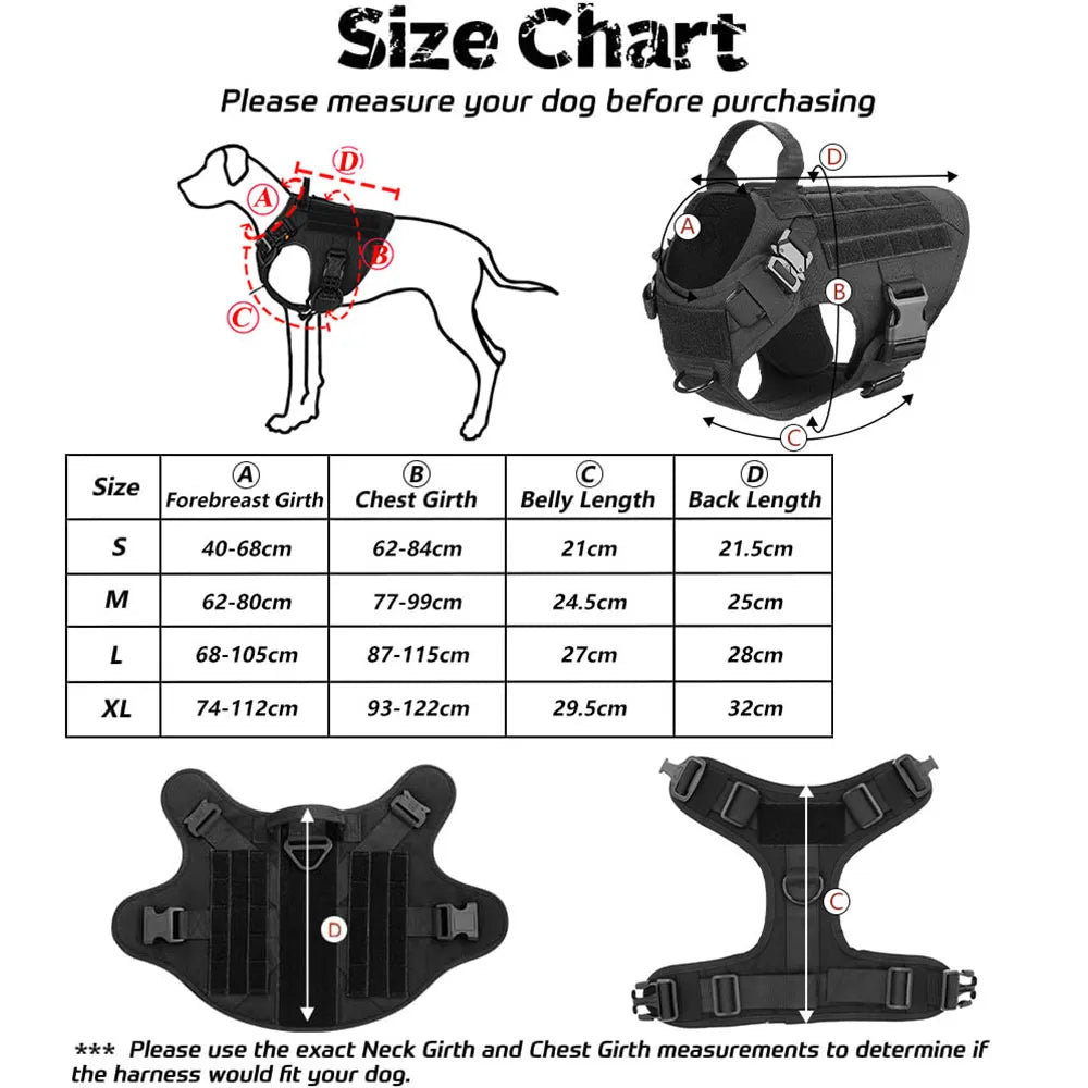 Heavy-Duty Tactical No-Pull Dog Harness Kit