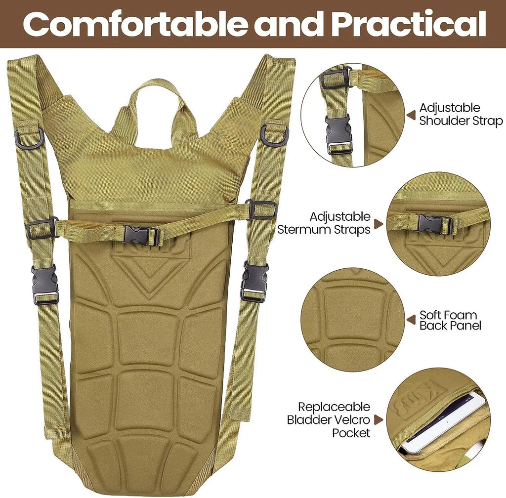 Tactical Hydration Pack Backpack with 3L Bladder – Military-Grade Water Carrier for Hiking, Biking & Outdoor Sports