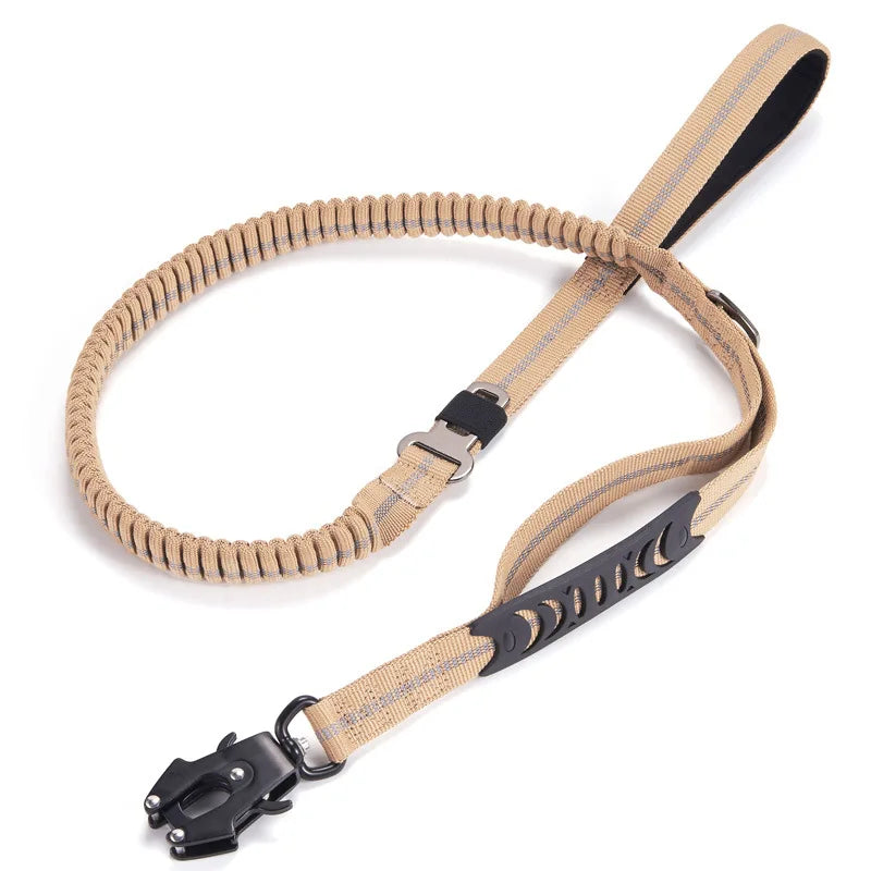 Heavy Duty Tactical Bungee Dog Leash with 2 Handles – K9 Training & Walking Leash for Large Dogs