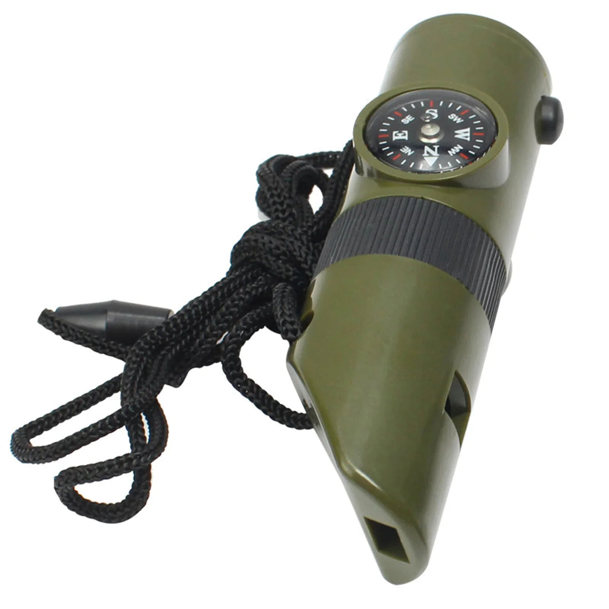 7-in-1 Emergency Survival Whistle – Multifunction Outdoor Survival Tool with Compass, LED, and Storage