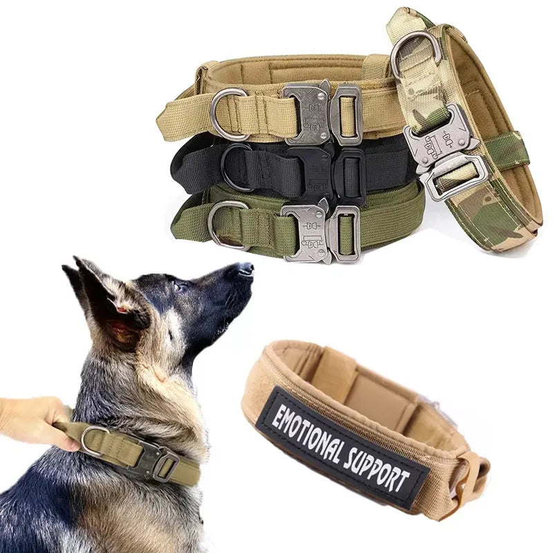 Tactical Adjustable Dog Collar with Handle – Military & Police Dog Collar, Durable Nylon, Quick Release