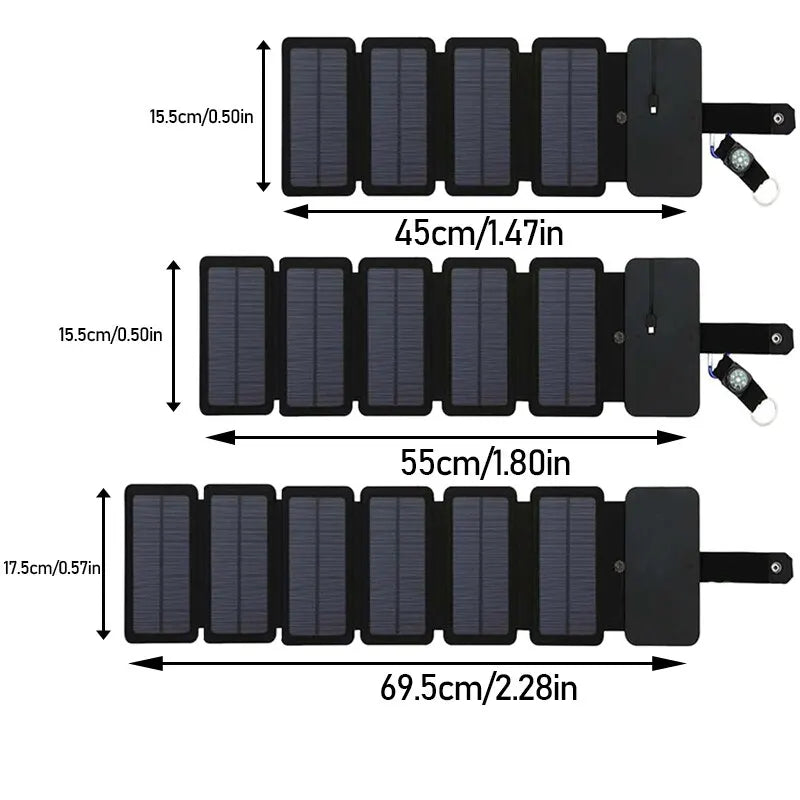 Foldable Solar Panel USB Charger – Portable Outdoor Solar Power Bank for Camping & Hiking