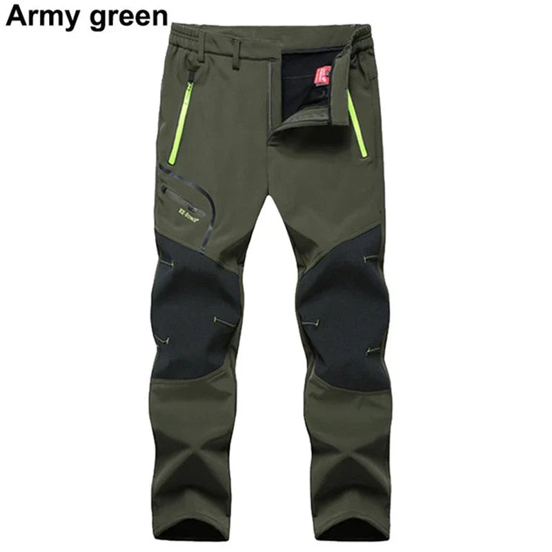 Men’s Waterproof Softshell Hiking Pants – Winter Warm, Windproof & Breathable Outdoor Trousers, Plus Size L-6XL for Camping, Fishing, Skiing & Climbing