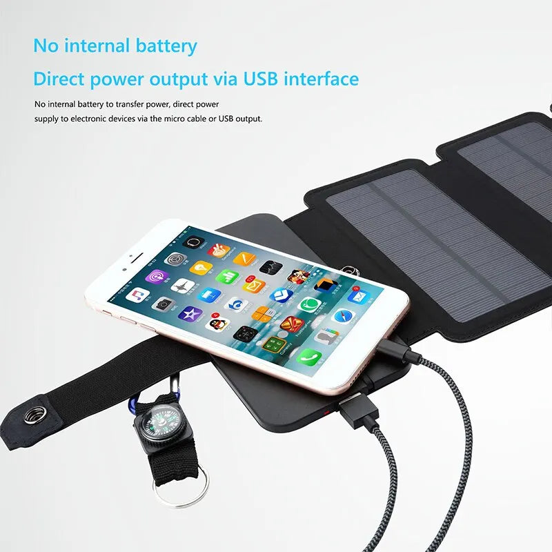 Foldable Solar Panel USB Charger – Portable Outdoor Solar Power Bank for Camping & Hiking