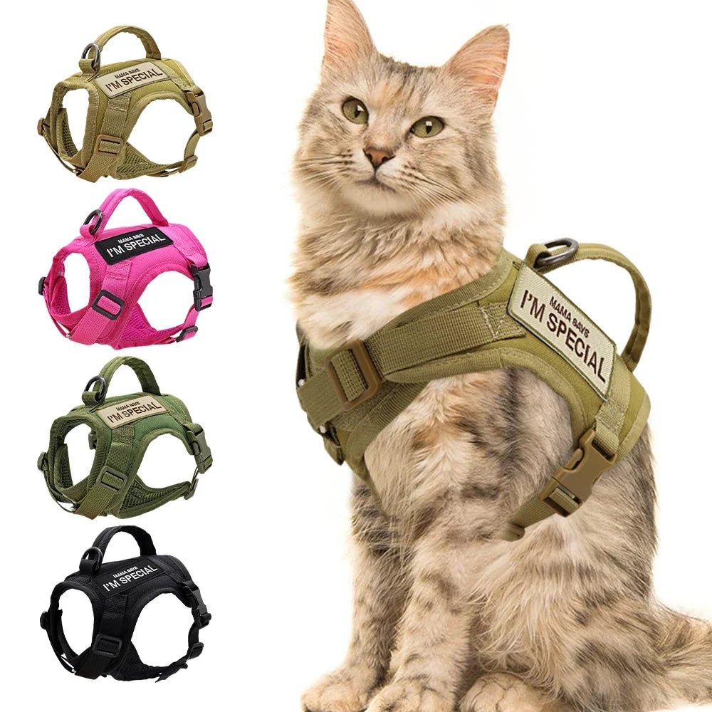 Cat Harness Vest – Tactical, Comfortable, Secure & Adventure-Ready with D-Ring Leash Clip