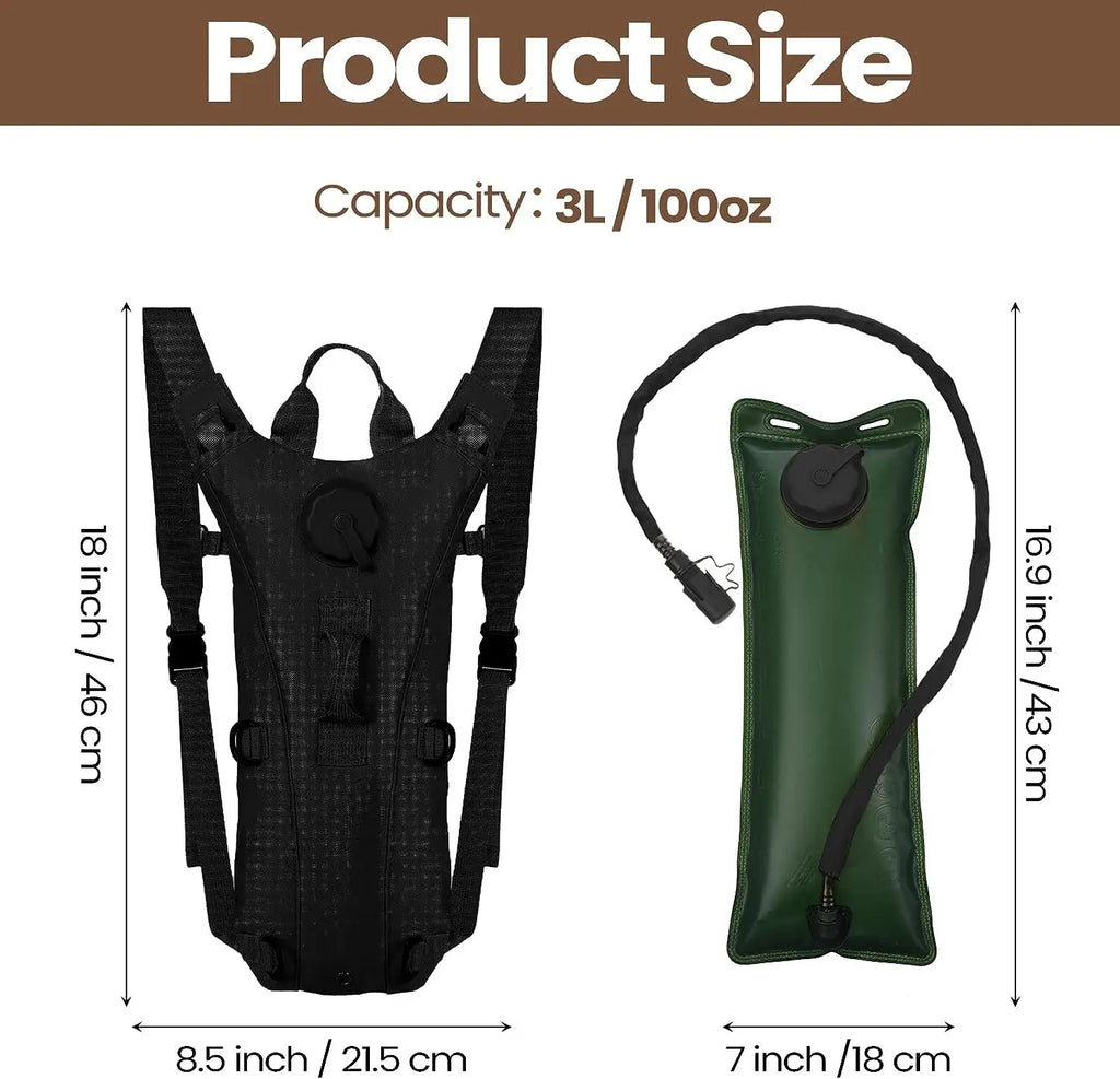 Tactical Hydration Pack Backpack with 3L Bladder – Military-Grade Water Carrier for Hiking, Biking & Outdoor Sports