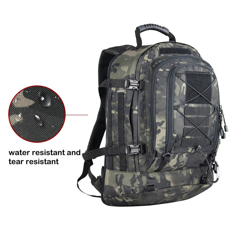 60L Military Tactical Backpack – Expandable Waterproof Outdoor Rucksack for Camping, Hiking & Travel |
