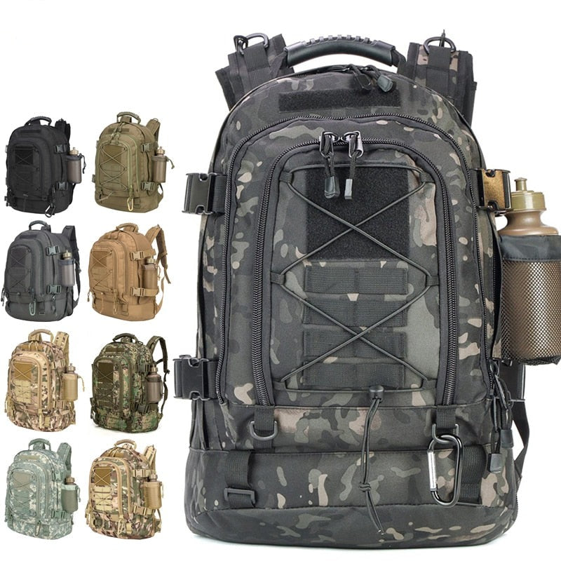 60L Military Tactical Backpack – Expandable Waterproof Outdoor Rucksack for Camping, Hiking & Travel |