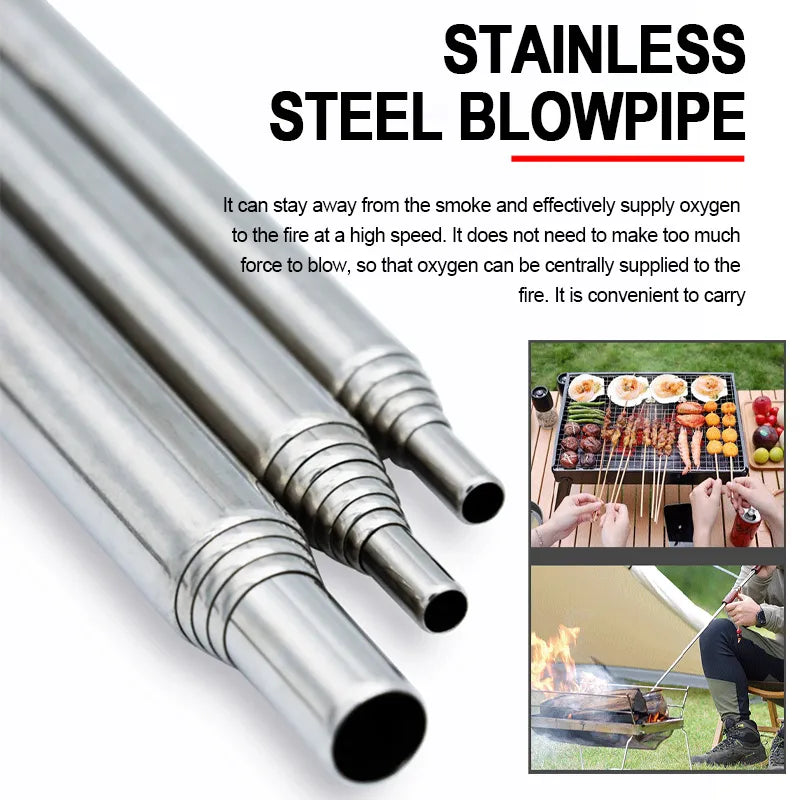 Collapsible Fire Bellowing Tool – Stainless Steel Fire Blowpipe for Camping, Survival & BBQ