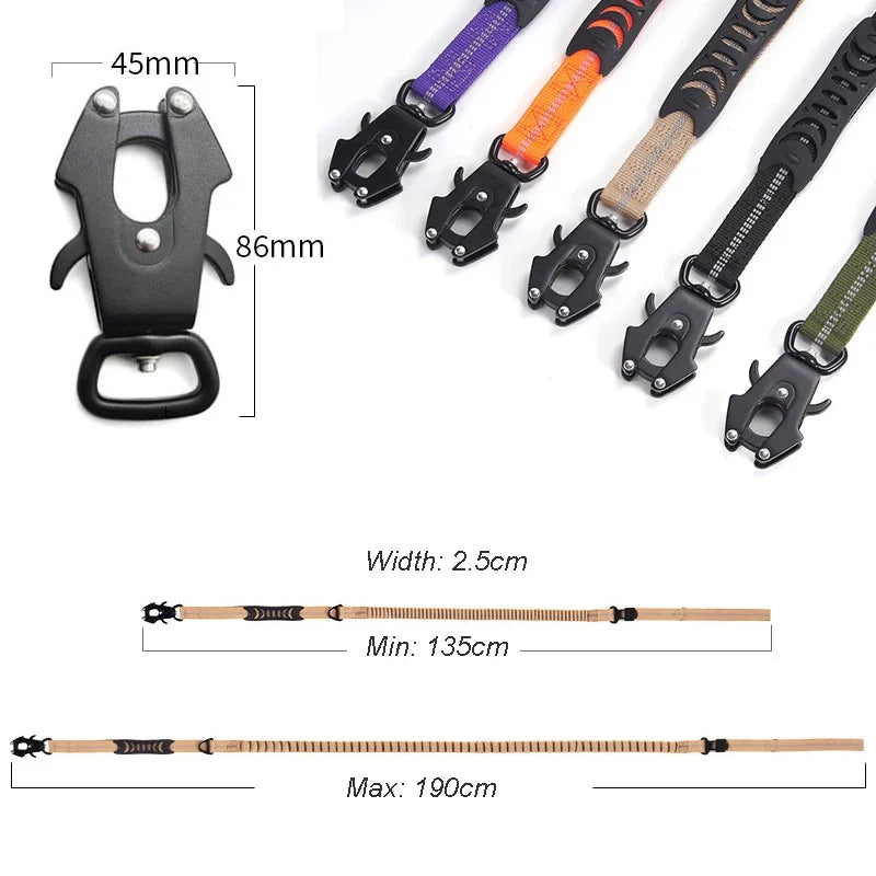 Heavy Duty Tactical Bungee Dog Leash with 2 Handles – K9 Training & Walking Leash for Large Dogs