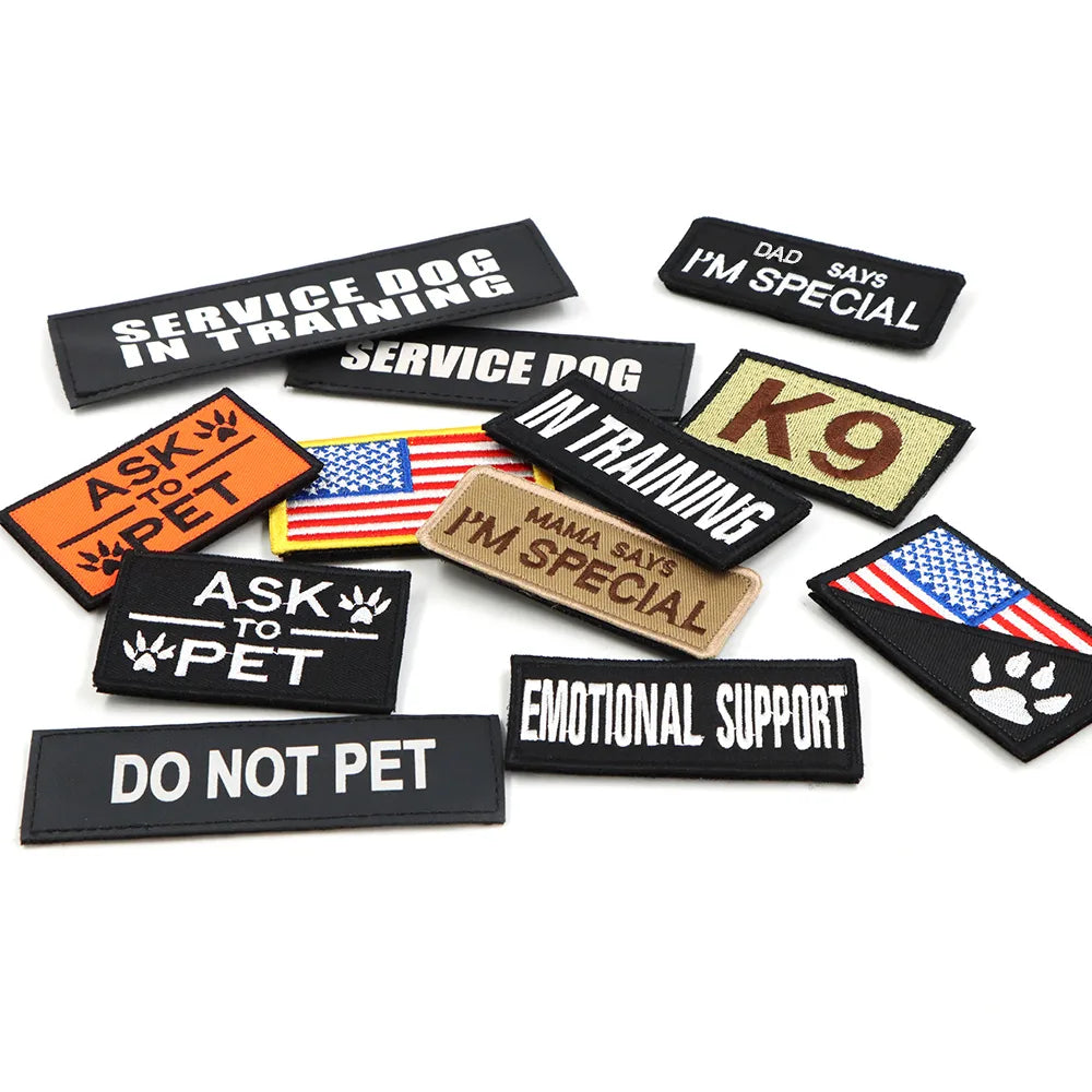 Dog Harness Patches – Hook & Loop Name Tags for Service Dogs, K9 & Emotional Support