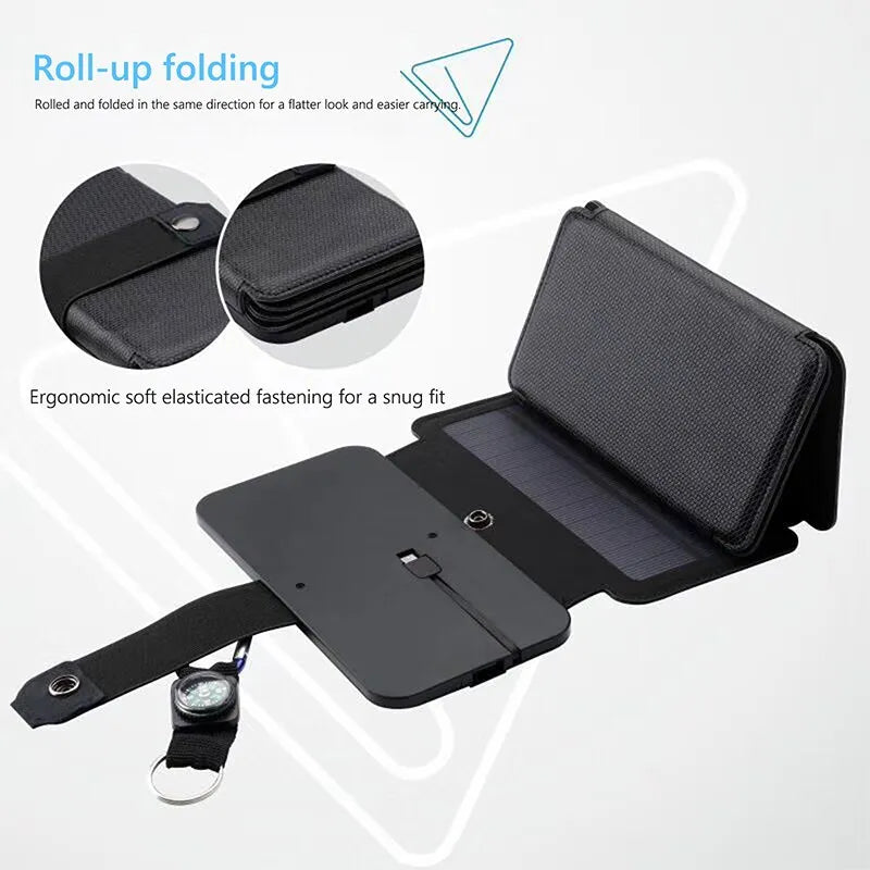Foldable Solar Panel USB Charger – Portable Outdoor Solar Power Bank for Camping & Hiking