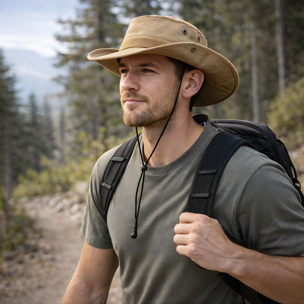Packable Bush Hat - Lightweight Wide Brim Sun Hat with Ventilation for Fishing & Hiking