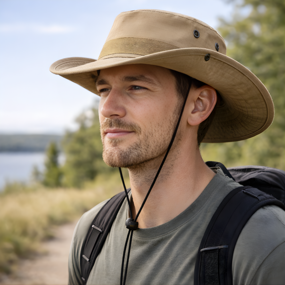 Packable Bush Hat - Lightweight Wide Brim Sun Hat with Ventilation for Fishing & Hiking