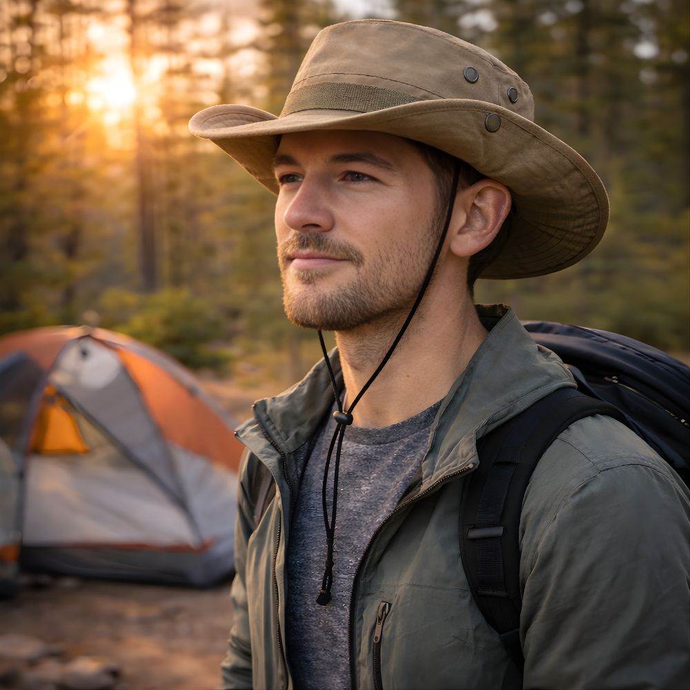 Packable Bush Hat - Lightweight Wide Brim Sun Hat with Ventilation for Fishing & Hiking