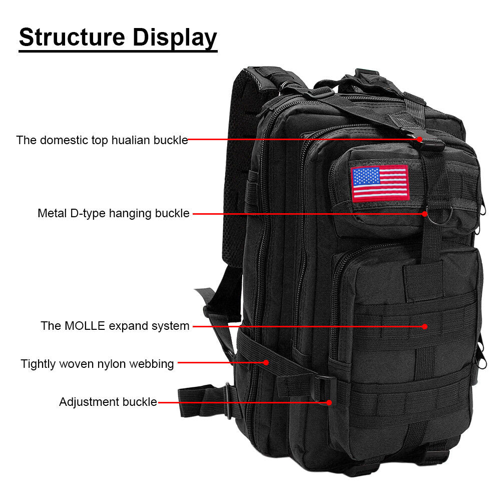 30L Military Tactical Backpack – Waterproof Outdoor Rucksack for Hiking, Camping & Survival