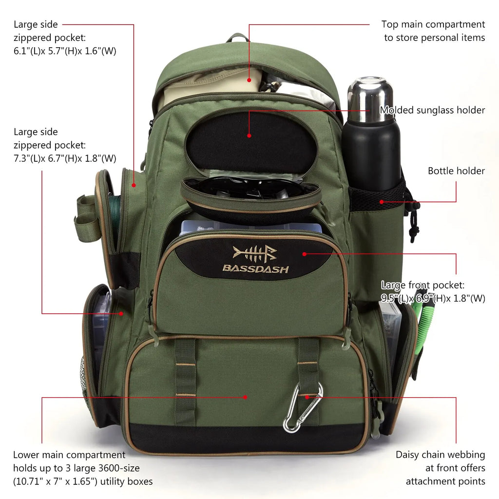 Tactical Fishing Backpack – Lightweight Waterproof Tackle Backpack & Tackle Box Bag
