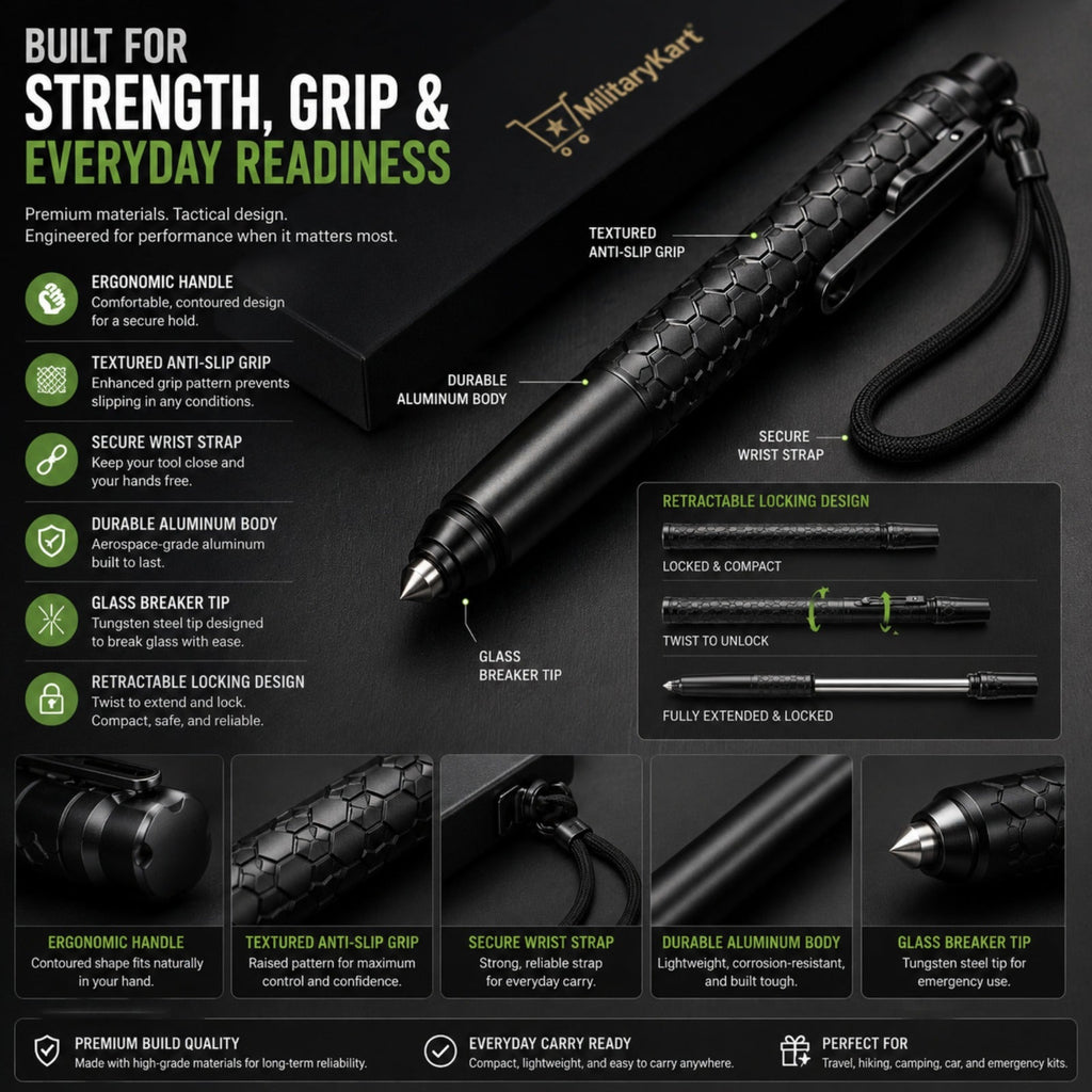 Retractable Safety Walking Stick – Emergency Car Escape Tool with Glass Breaker