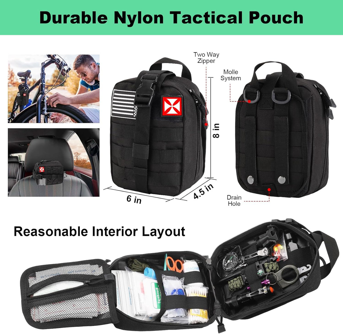 Tactical Survival First Aid Kit IFAK – 256 Pcs Emergency Medical & Survival Gear with MOLLE System