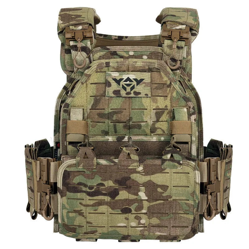 MC Camo Tactical Combat Vest – Adjustable Plate Carrier for Outdoor Adventures
