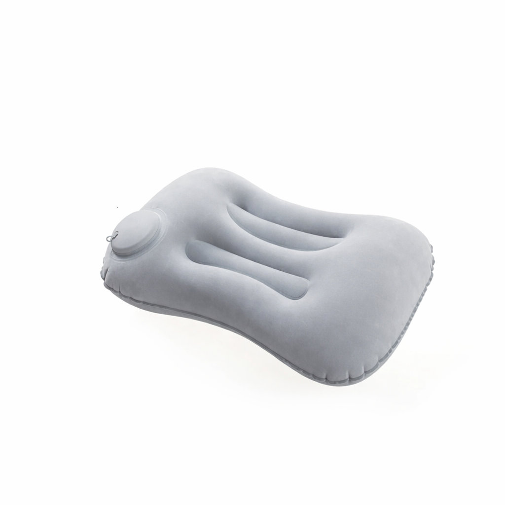 Inflatable Camping Pillow with Built-In Pump – Ultralight Backpacking Travel Pillow for Neck & Lumbar Support