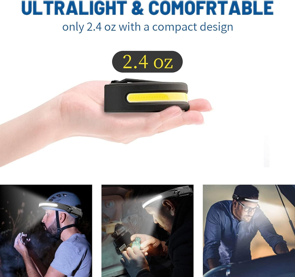 Rechargeable LED Headlamp 230° Wide Beam Motion Sensor Head Light