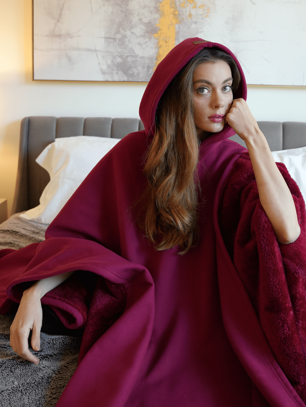 Weighted Cloak Hoodie – Sensory-Friendly Cotton Hoodie with Faux Fur Lining, Cozy Oversized Comfort