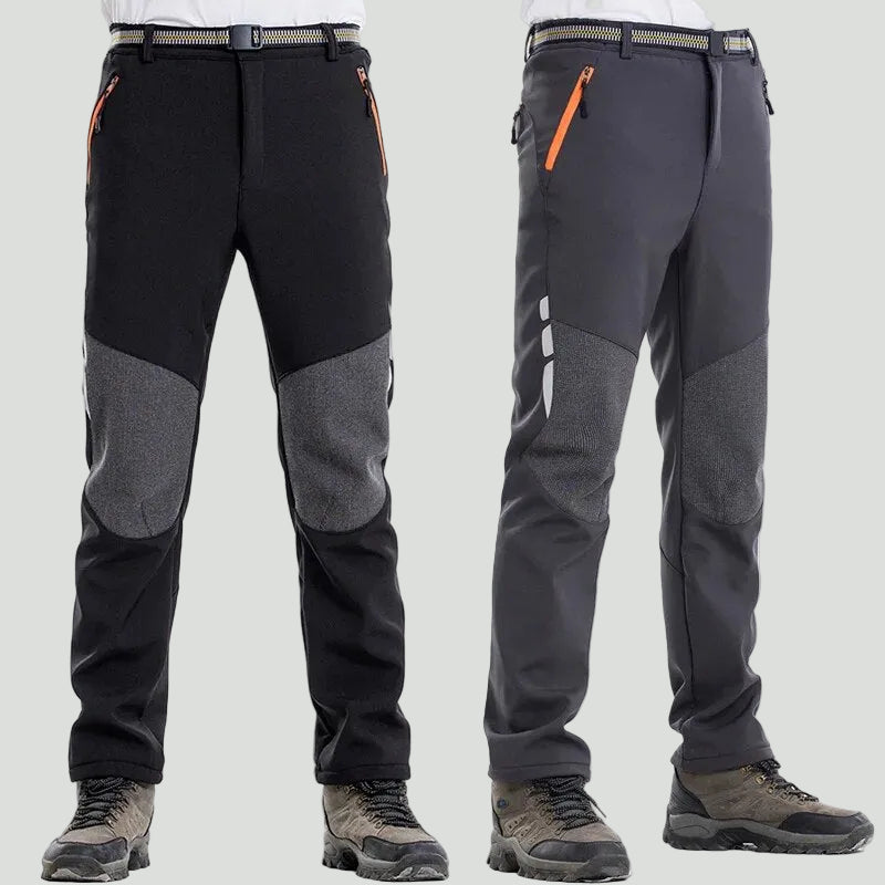 Men's Insulated Hiking Trousers - Fleece Lined Water-Resistant Softshell Trousers for Winter Walking