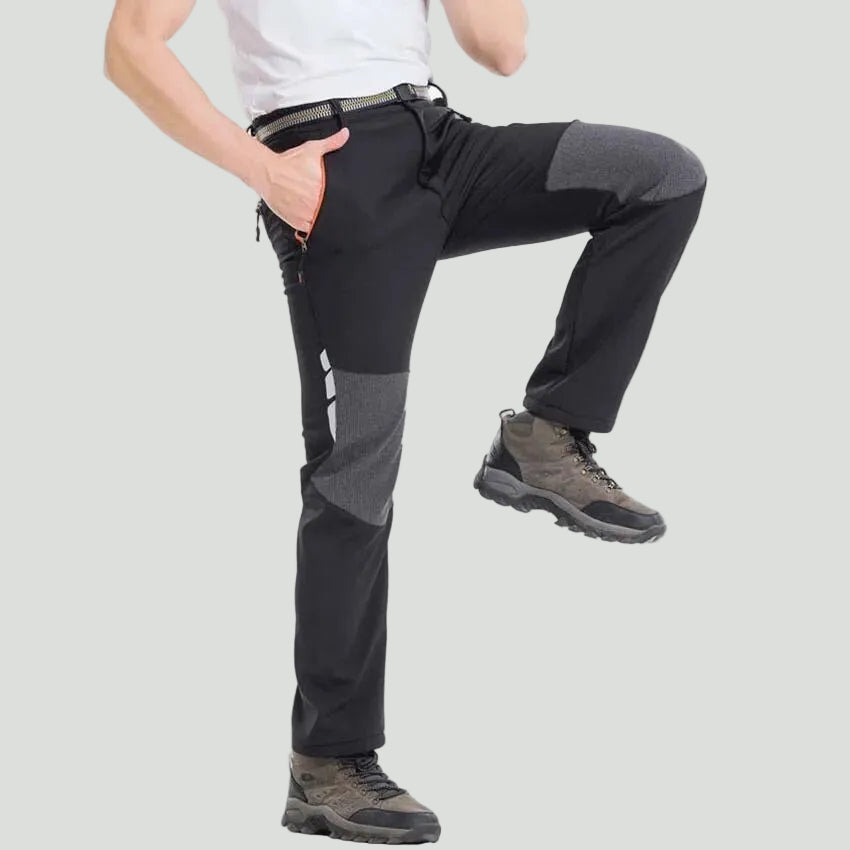 Men's Insulated Hiking Trousers - Fleece Lined Water-Resistant Softshell Trousers for Winter Walking