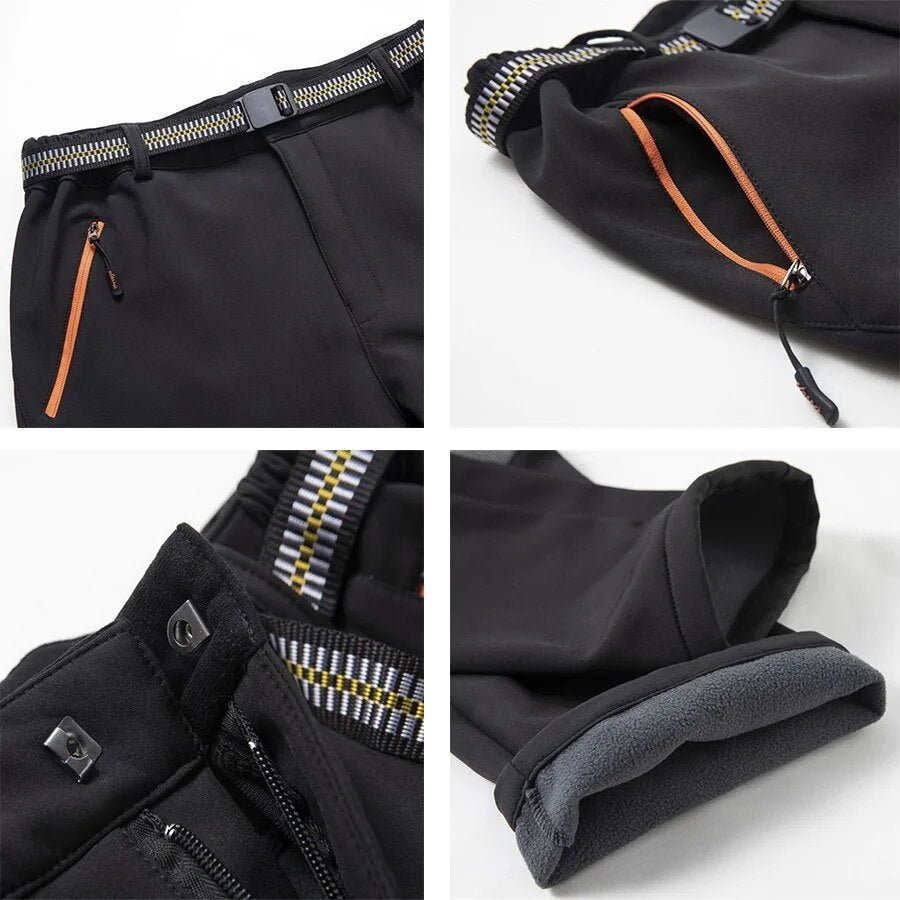 Men's Insulated Hiking Trousers - Fleece Lined Water-Resistant Softshell Trousers for Winter Walking