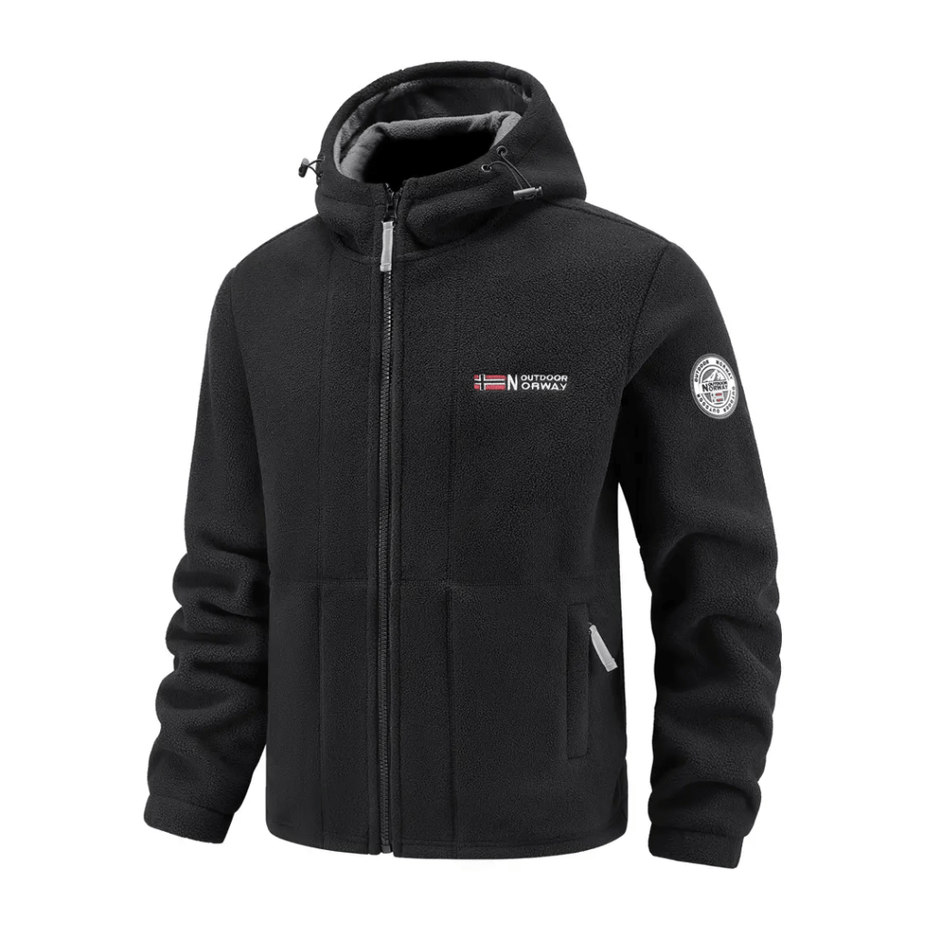 Men's Fleece Jacket - Windproof Hooded Fleece - Walking & Hiking