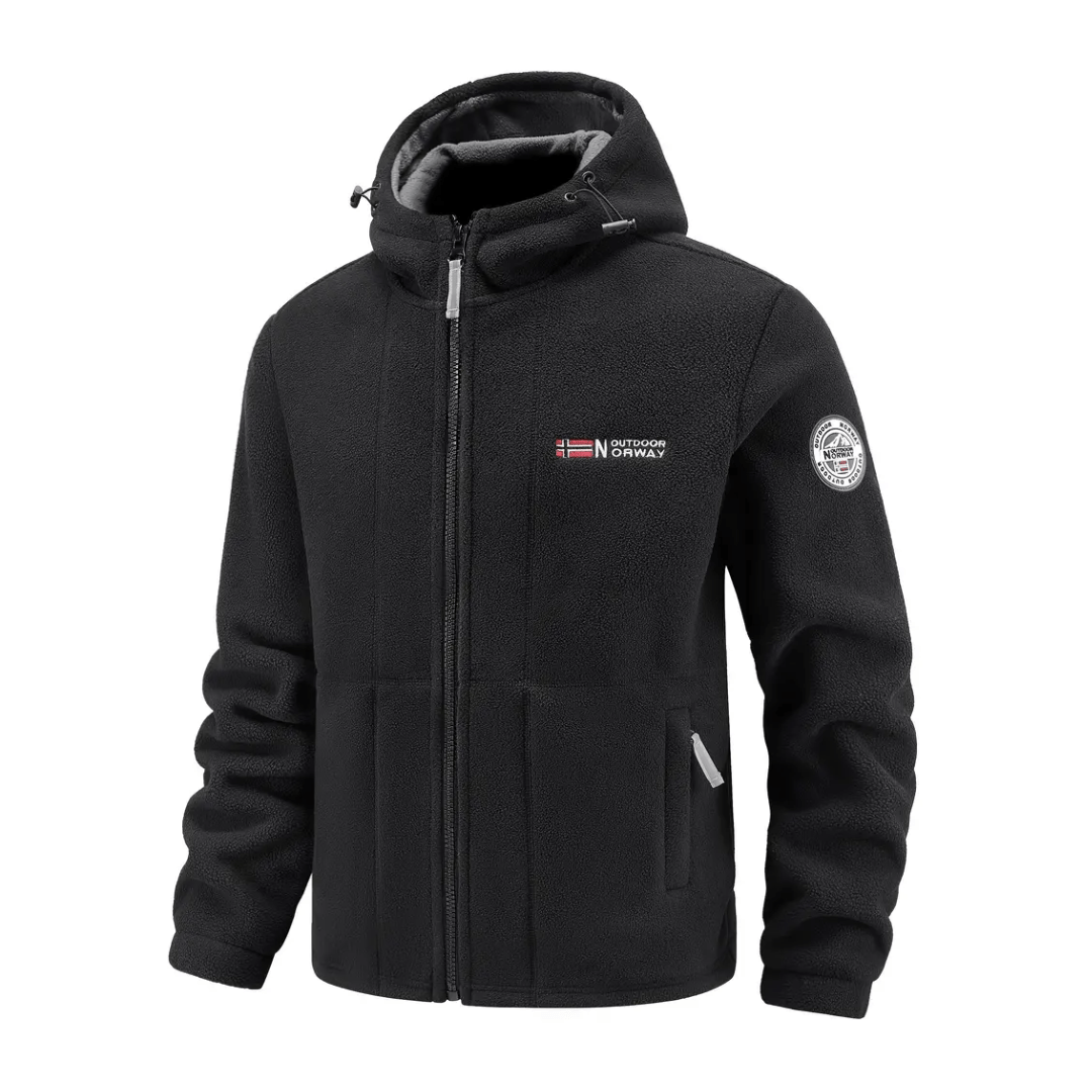 Men's Fleece Jacket - Windproof Hooded Fleece - Walking & Hiking
