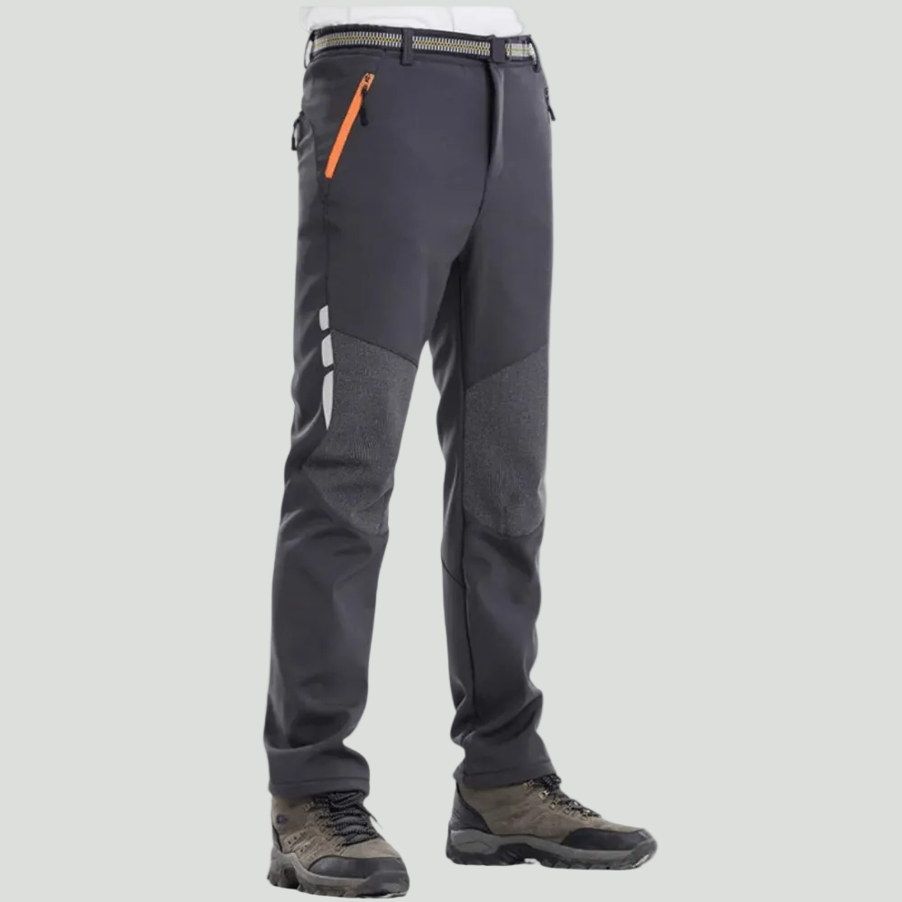 Men's Insulated Hiking Trousers - Fleece Lined Water-Resistant Softshell Trousers for Winter Walking