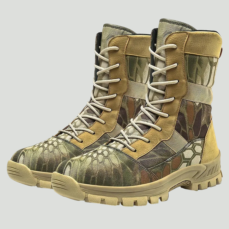 Men's Camouflage High-Top Hiking Boots - Breathable Lace-Up Trail Boots for Hiking & Trekking