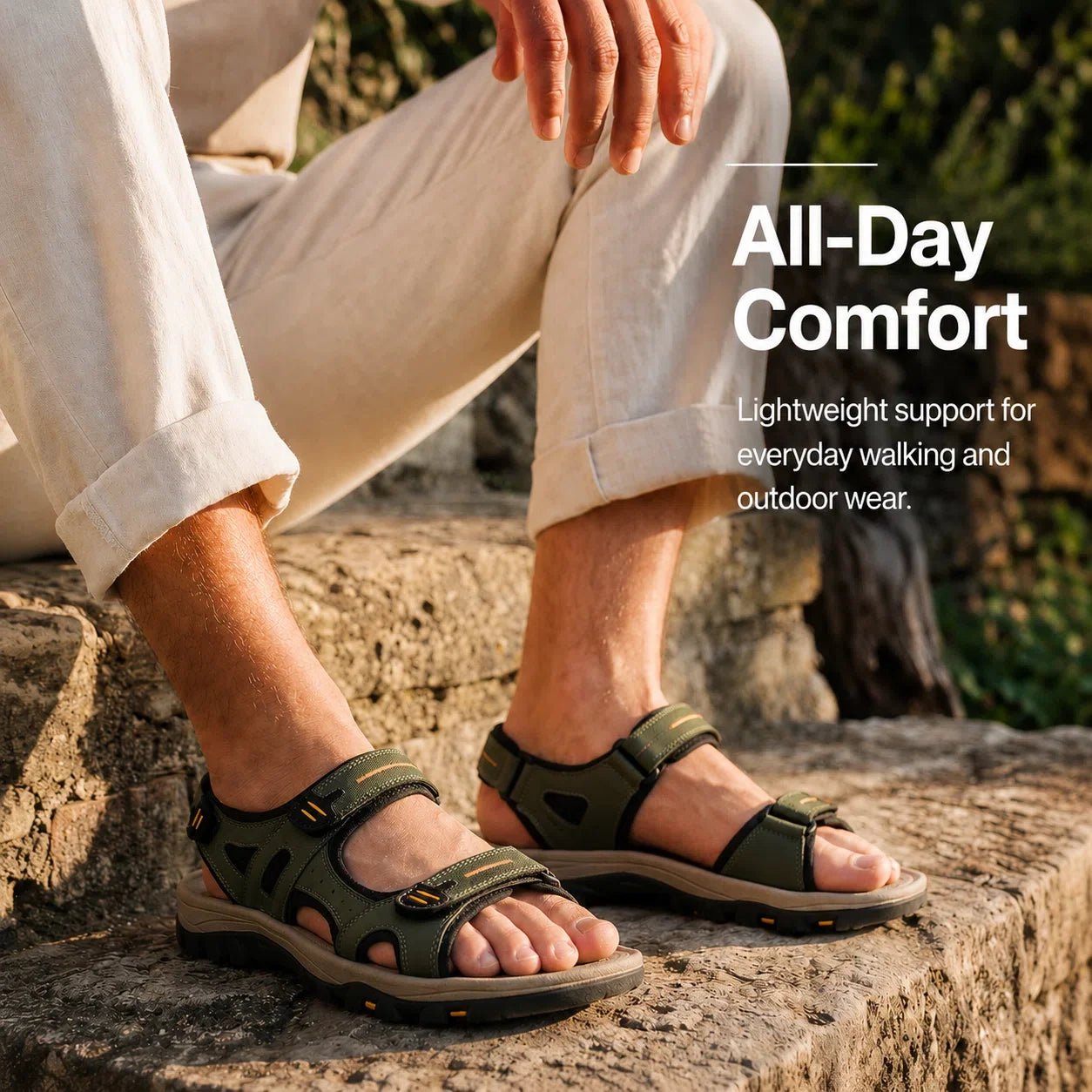 Men’s Wide Toe Box Adjustable Comfort Support Sandals