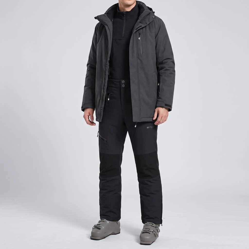 Men's Ski Trousers - Detachable Bib - Insulated Windproof Snowsports