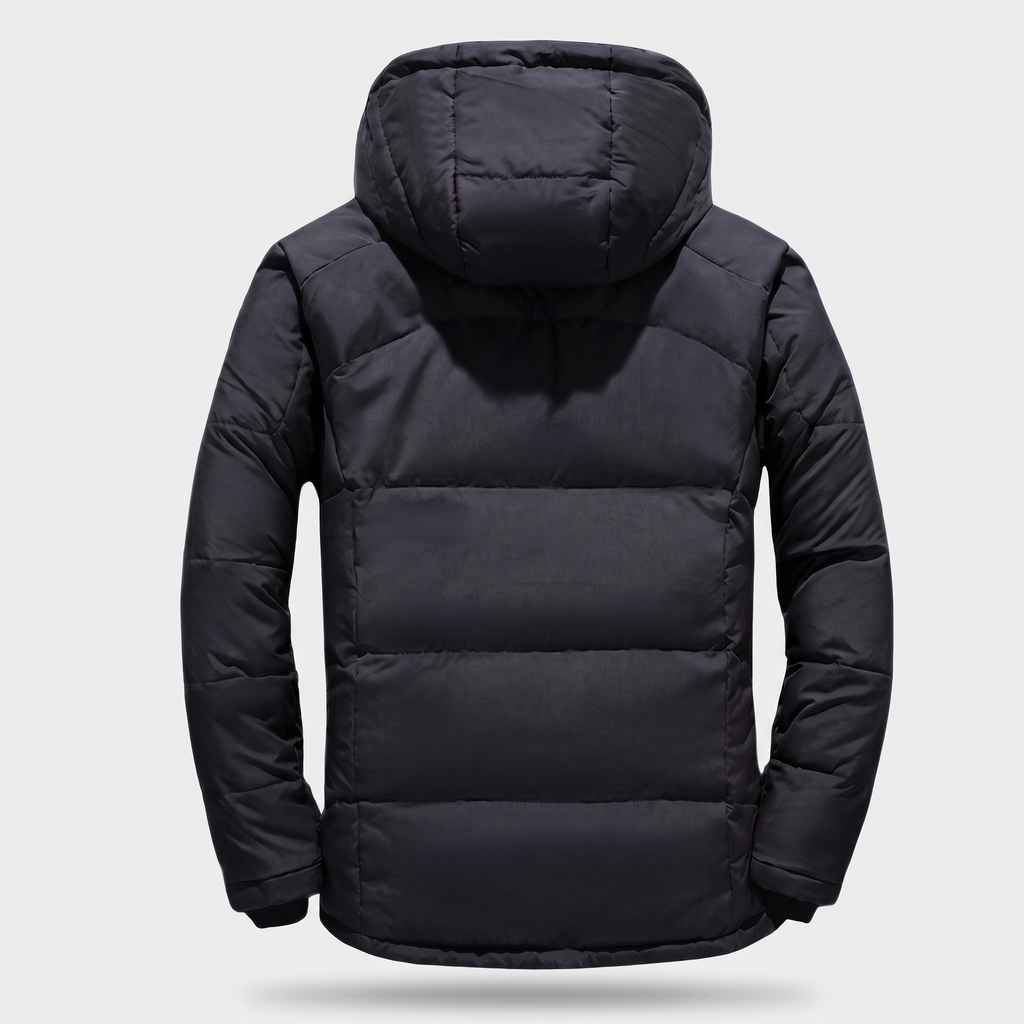 Men's Puffer Jacket - 7-Pocket Hooded Down Jacket for Winter
