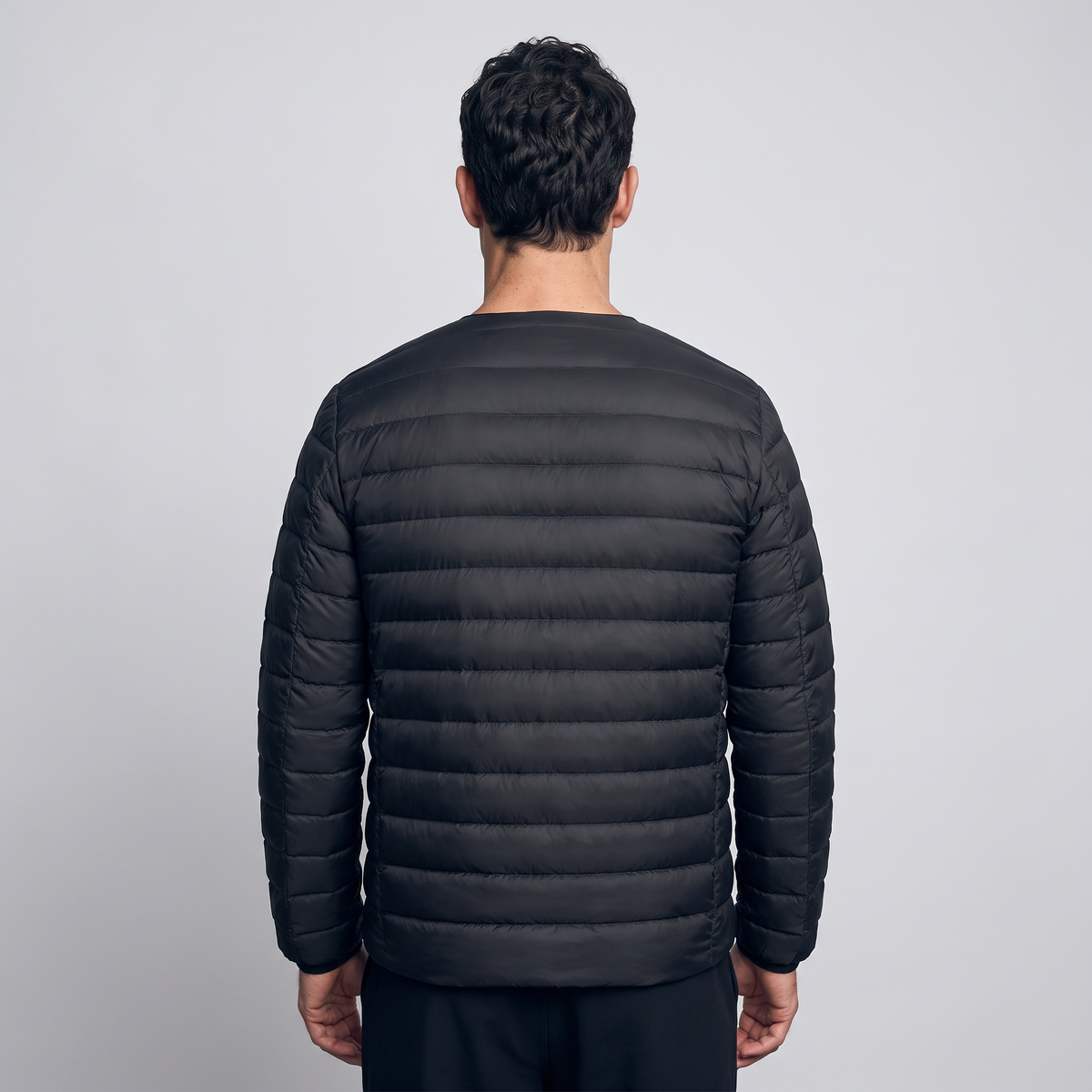 Men's Down Jacket - Convertible V-Neck Collar - Quilted Lightweight