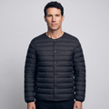 Men's Down Jacket - Convertible V-Neck Collar - Quilted Lightweight